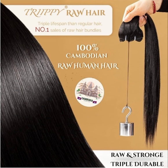 Triippy Raw Human Hair Natural Black Straight 16 18 Inch Sew In Hair Extensions - Picture 8 of 14